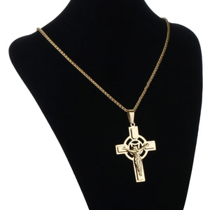 GUNGNEER Jesus Necklace Stainless Steel Cross Pendant Jewelry Accessory For Men Women