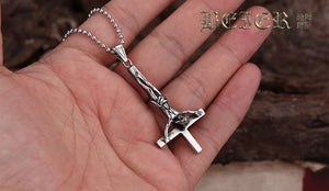 GUNGNEER Stainless Steel Satanic Inverted Cross Pendant Necklace Demonic Jewelry For Men