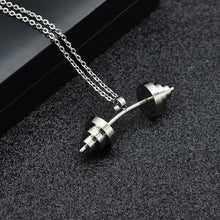 Load image into Gallery viewer, GUNGNEER Gym Barbell Pendant Necklace Stainless Steel Sport Fitness Jewelry for Men Women