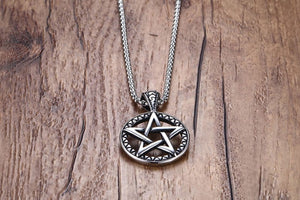 GUNGNEER Wicca Pentagram Pentacle Stainless Steel Pendant Necklace Jewelry Amulet Men Women