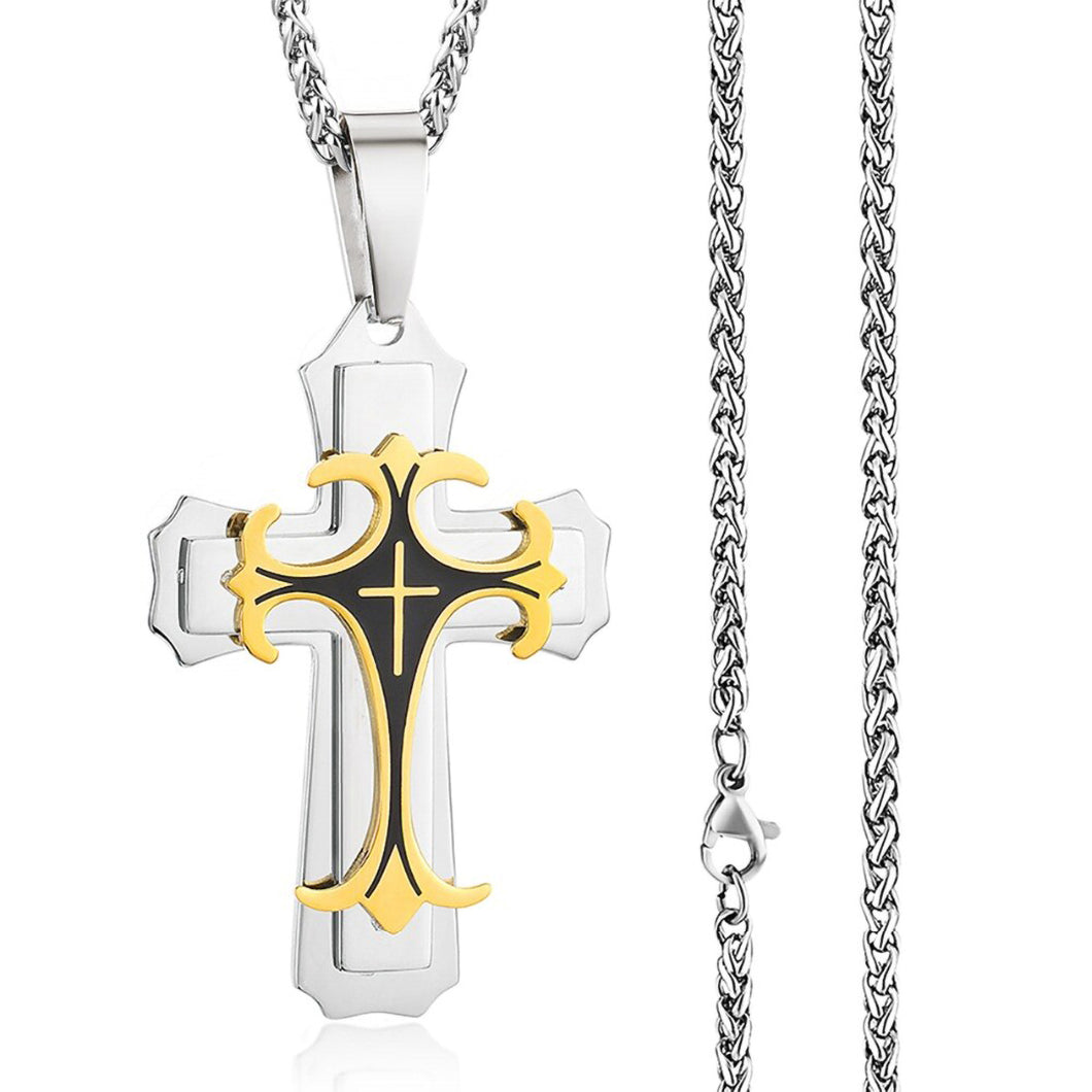 GUNGNEER Jesus Cross Necklace Christ Pendant Chain God Jewelry Accessory For Men Women