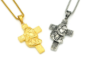 GUNGNEER Jesus Cross Necklace God Christ Pendant Jewelry Accessory Gift For Men Women