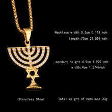 Load image into Gallery viewer, GUNGNEER David Star Menorah Necklace Hexagram Israel Jewelry Accessory For Men Women