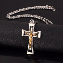 Load image into Gallery viewer, GUNGNEER Christian Cross Pearl Beaded Bracelet Necklace Stainless Steel God Chain Jewelry Set