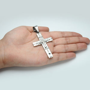 GUNGNEER Jesus Cross Pendant Necklace Stainless Steel Christian Jewelry For Men Women