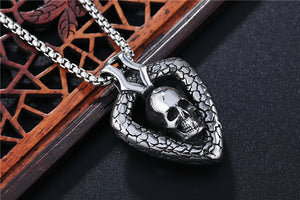 GUNGNEER Stainless Steel Skeleton Skull Pendant Necklace Gothic Biker Punk Accessory Men Women