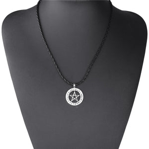 GUNGNEER Viking Runes Wicca Pentagram Pentacle Pendant Necklace Rope Chain Bracelet Jewelry Set