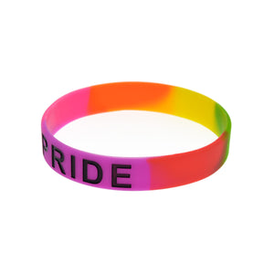 GUNGNEER Stainless Steel Rainbow Lesbian Gay Pride LGB Silicone Bracelet Keychain Jewelry Set