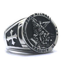 Load image into Gallery viewer, GUNGNEER The Archangel St Michael Ring Accessory Stainless Steel Jewelry For Men