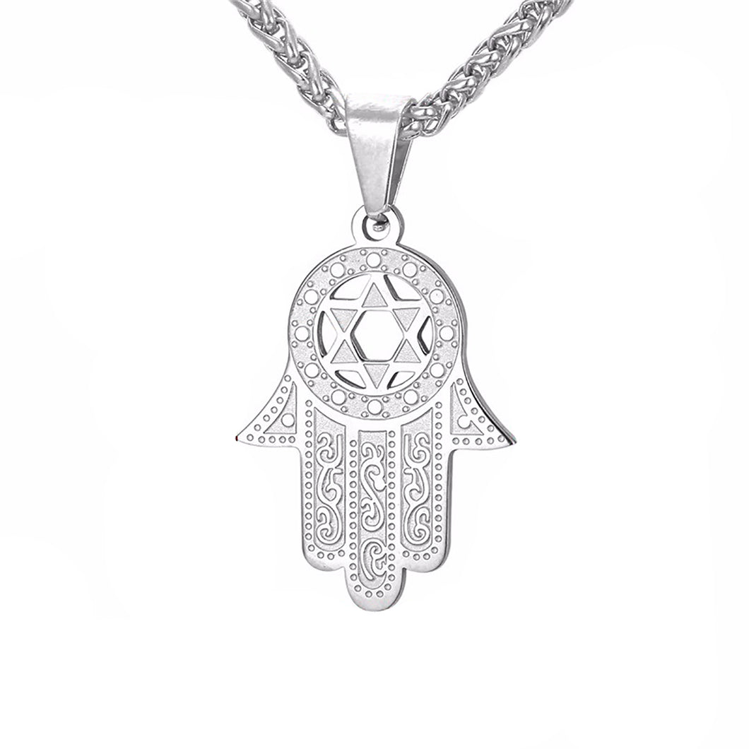 GUNGNEER David Star Symbol Hamsa Hand Necklace Jewish Jewelry Accessory For Men Women