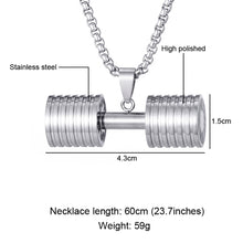 Load image into Gallery viewer, GUNGNEER Stainless Steel Barbell Dumbbell Pendant Necklaces Sport Body Gym Strength Jewelry
