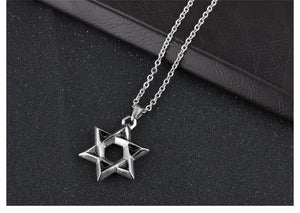 GUNGNEER Star of David Necklace Stainless Steel Israel Pendant Jewelry Accessory For Men