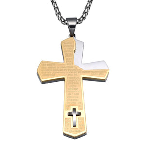 GUNGNEER Stainless Steel Cross Necklace God Christian Pendant Jewelry Accessory For Men Women