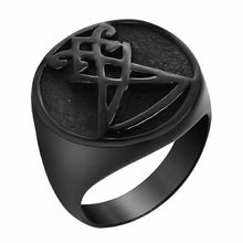 Load image into Gallery viewer, GUNGNEER Men&#39;s Sigil Of Lucifer Ring Stainless Steel Punk Gothic Bracelet Jewelry Set