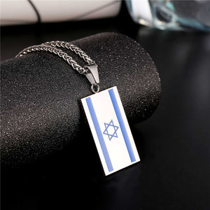 GUNGNEER Stainless Steel Israel Flag David Star Necklace Jewish Jewelry Accessory For Men