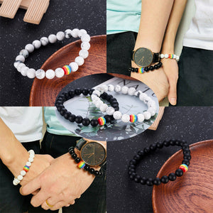 GUNGNEER Rainbow Beaded Bracelet Lesbian Gay LGBT Jewelry Accessory For Men Women