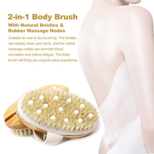 2TRIDENTS Body Brush for Wet or Dry Brushing - Best for Exfoliating Dry Skin, Lymphatic Drainage and Cellulite Treatment