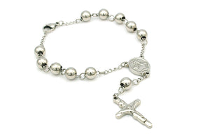 GUNGNEER Stainless Steel Jesus Cross Necklace God Christ Rosary Bracelet Jewelry Accessory Set