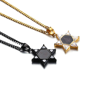 GUNGNEER Pentagram Freemason Pendant Necklace Men's Stainless Steel Basic Ring Combo