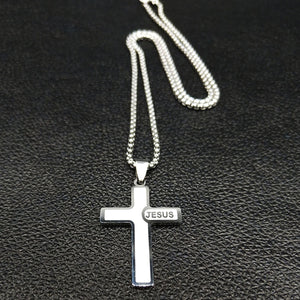 GUNGNEER Jesus Cross Necklace Stainless Steel Christ Pendant Jewelry Gift For Men Women