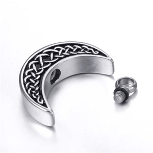 GUNGNEER Celtic Knot Crescent Moon Trinity Stainless Steel Pendant Necklace Jewelry Men Women