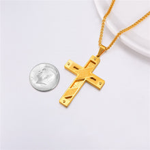 Load image into Gallery viewer, GUNGNEER Christian Necklace Cross Jesus Key Chain Holder Jewelry Accessory Gift Set Men Women