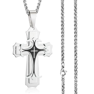 GUNGNEER Jesus Cross Necklace Christ Pendant Chain God Jewelry Accessory For Men Women