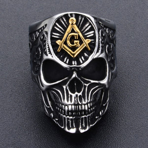 GUNGNEER Masonic Freemasonry Ring Cuban Chain Stainless Steel Bracelet Jewelry Set