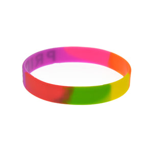GUNGNEER Stainless Steel Rainbow Lesbian Gay Pride LGB Silicone Bracelet Keychain Jewelry Set