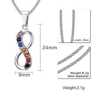 GUNGNEER Infinite Pride Necklace Stainless Steel Rainbow Pendant Jewelry For Men Women