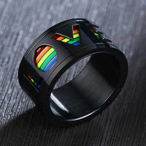 GUNGNEER Love Pride Ring Rainbow LGBT Lesbian Gay Jewelry Accessory For Men Women
