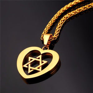 GUNGNEER Stainless Steel David Star Necklace Occult Jewish Star Jewelry Gift For Men Women