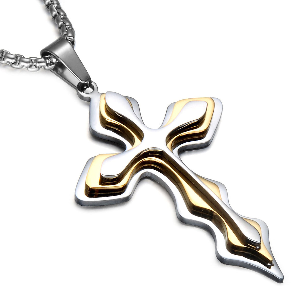 GUNGNEER Stainless Steel God Cross Necklace Christ Pendant Jewelry Outfit For Men Women