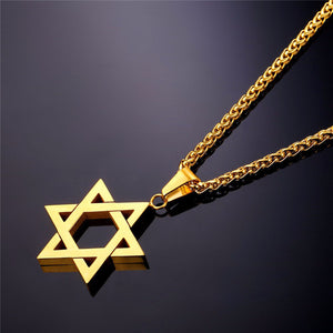 GUNGNEER Stainless Steel Star of David Magen Necklace Jewish Jewelry Gift For Men Women