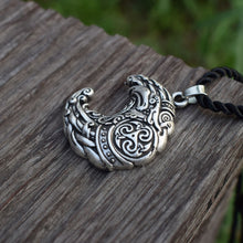 Load image into Gallery viewer, GUNGNEER Celtic Knot Triskele Viking Raven Crescent Moon Stainless Steel Pendant Necklace