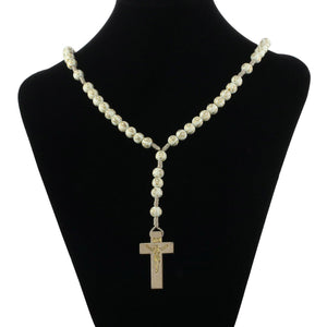 GUNGNEER Rosary Cross Necklace Christian Pendant Chain Jewelry Accessory Gift For Men Women