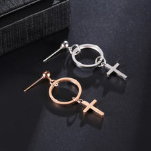 Load image into Gallery viewer, GUNGNEER Stainless Steel Christ Cross Earrings Jesus God Jewelry Accessory Gift For Women