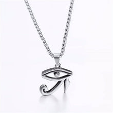 Load image into Gallery viewer, GUNGNEER Stainless Steel Eye of Horus Necklace Link Chain Ring Protection Egyptian Jewelry Set