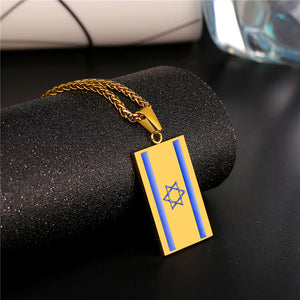 GUNGNEER Stainless Steel Israel Flag David Star Necklace Jewish Jewelry Accessory For Men