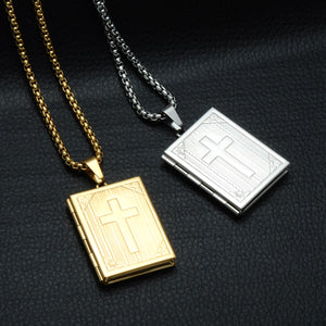 GUNGNEER God Cross Bible Necklace Christian Pendant Chain Jewelry Gift For Men Women