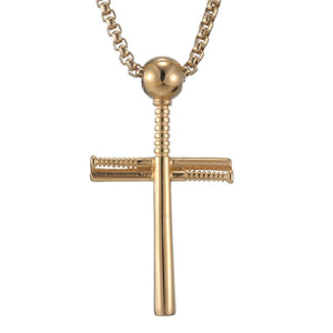 GUNGNEER Baseball Cross Necklace Stainless Steel Chain Jewelry Accessory For Men Women