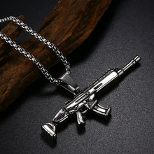 Load image into Gallery viewer, GUNGNEER Stainless Steel Gun Pendant Necklace Box Chain 3 Colors Military Jewelry