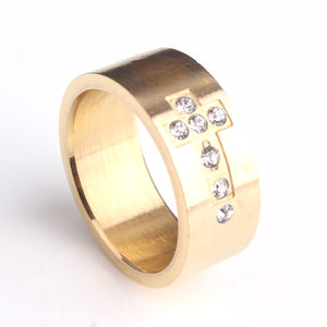 GUNGNEER Christian Cross Ring Stainless Steel God Jewelry Accessory Gift For Men Women