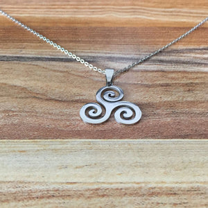 GUNGNEER Stainless Steel Celtic Triskele Pendant Necklace Curb Chain Bracelet Jewelry Set