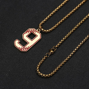 GUNGNEER Baseball Number Necklace Stainless Steel Pendant Sport Jewelry For Men Women