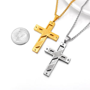 GUNGNEER Christian Necklace Cross Jesus Key Chain Holder Jewelry Accessory Gift Set Men Women