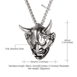 GUNGNEER Stainless Steel Satan Pendant Necklace Genuine Leather Bracelet Jewelry Set