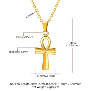 GUNGNEER Egyptian Ankh Crucifix Stainless Steel Necklace Link Chain Bracelet Jewelry Set