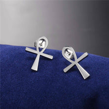 Load image into Gallery viewer, GUNGNEER Ankh Egyptian Cross Pendant Necklace Stud Earrings Stainless Steel Jewelry Set