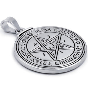GUNGNEER Wicca Pentagram Pentacle Pendant Necklace Amulet Stainless Steel Box Chain Men Women